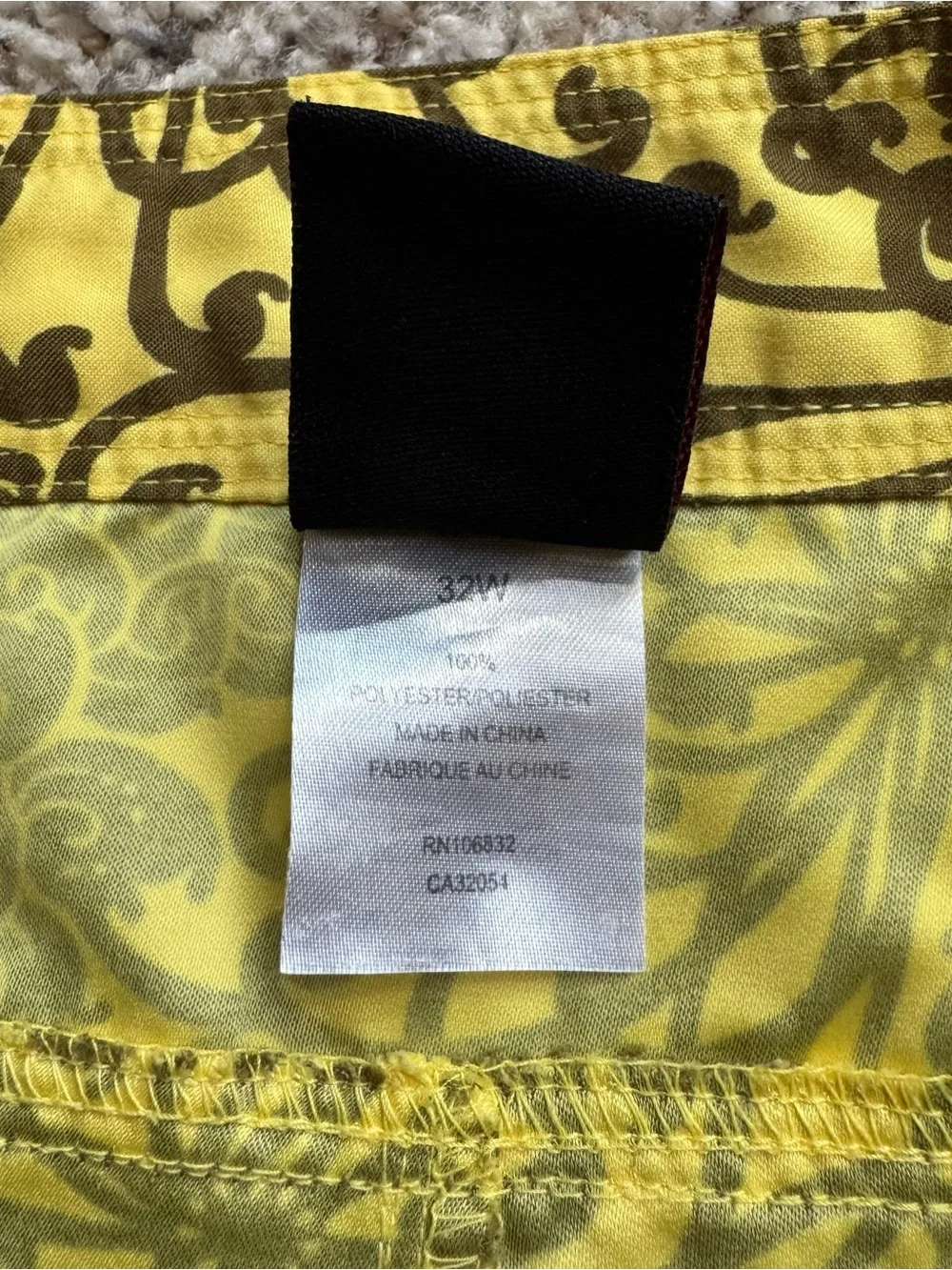 Vintage ACE Board Shorts Mens Yellow Floral Swim Trunks Y2K Outdoor Surf 32